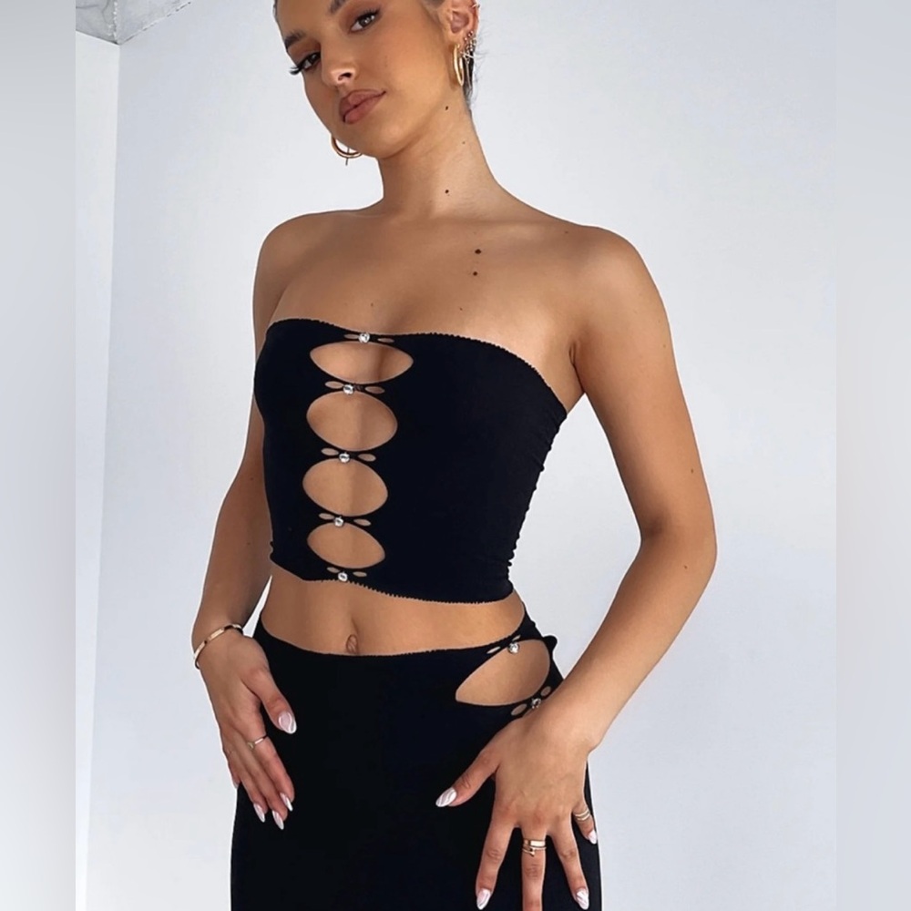 White Fox Triggered Crop and Mini Skirt Set